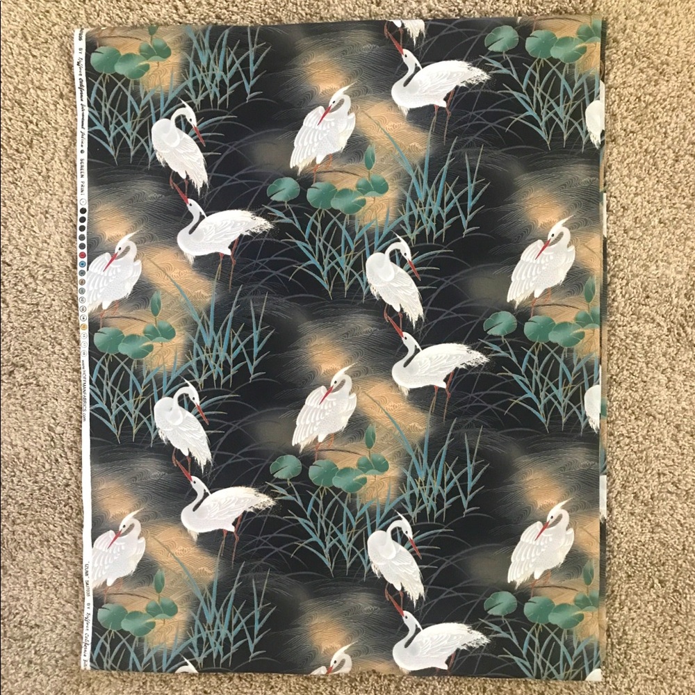 NWOT Hoffman California International Fabrics IZUMI S#J7035 White Herons